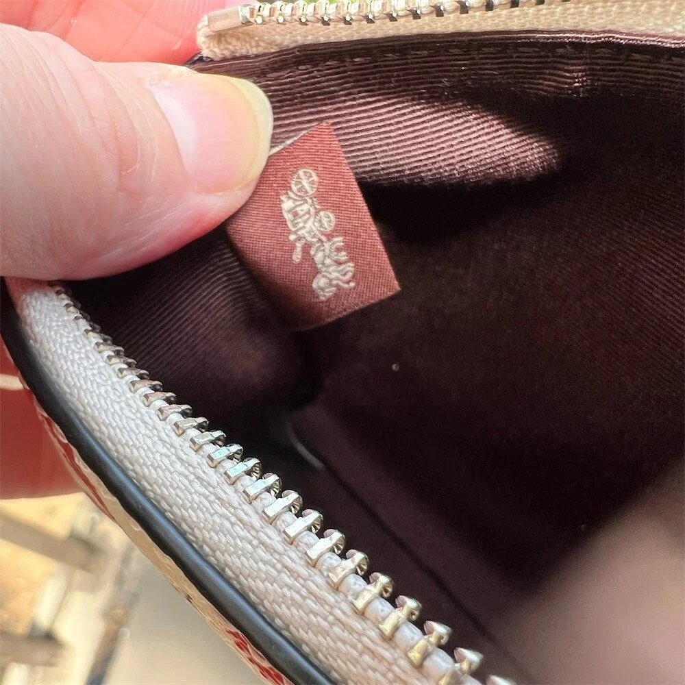 COACH Signature Canvas Rose Print Wristlet Wallet Clutch Silver Hardware NWT